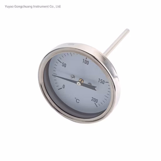 High Quality Industrial Stainless Steel 2.5inch Bimetal Thermometer 0-200